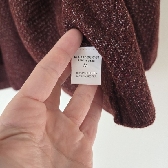 NWT Pink Clover Stitch Fix Burgundy Wine Cocoon Sweater Cardigan Medium - Picture 4 of 7